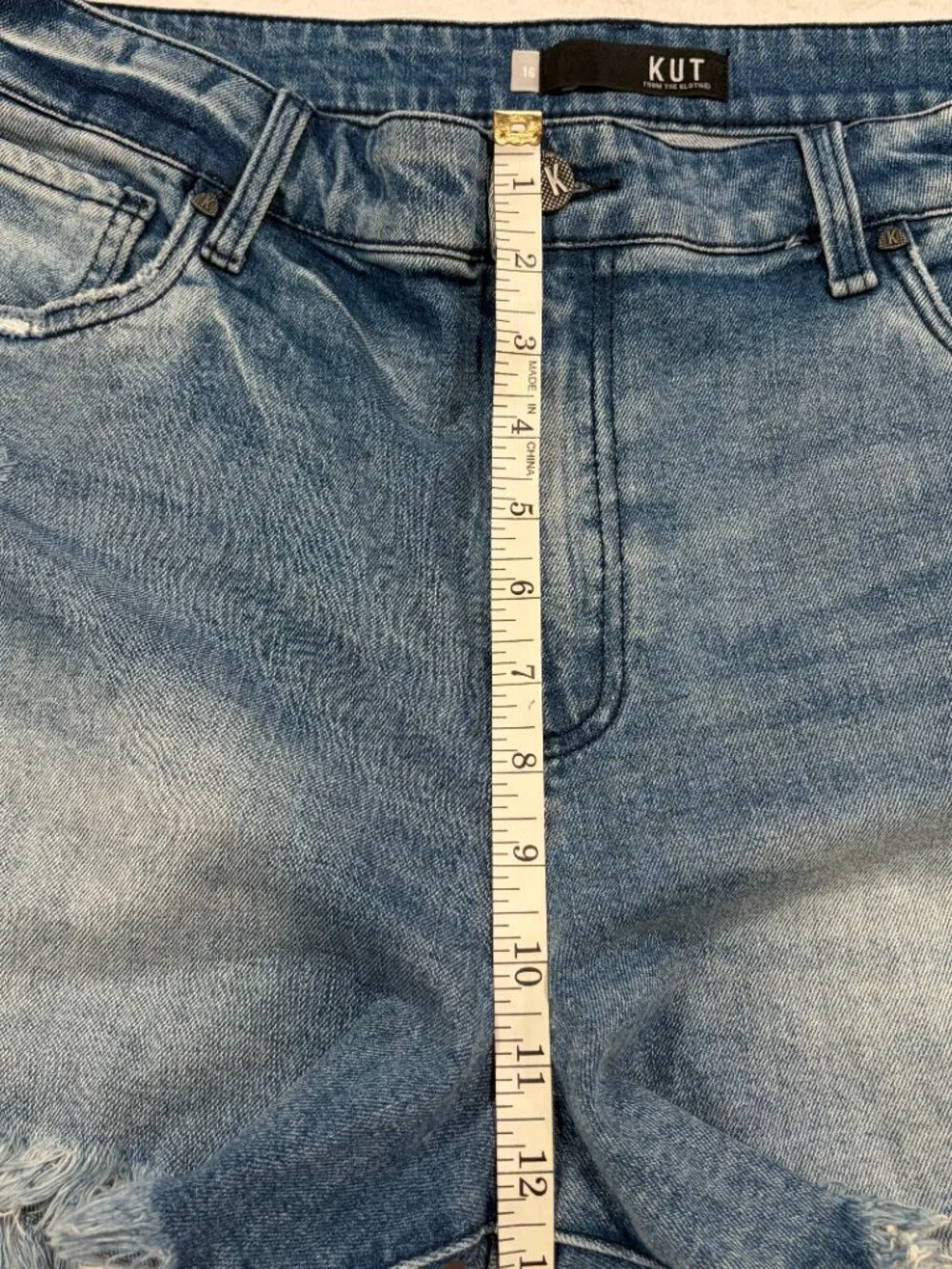 Kut from the Kloth denim cutoff JANE high rise long short, 16